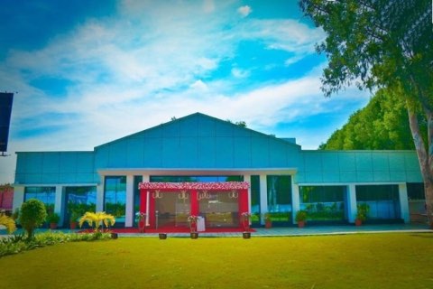 Front lawn and facade of the convention hall on Airport Road, Hyderabad